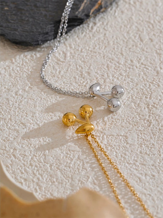 Cherry pendant gold silver color trendy necklace - product image
