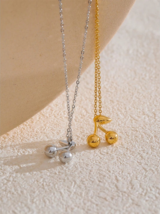 Cherry pendant gold silver color trendy necklace - product image