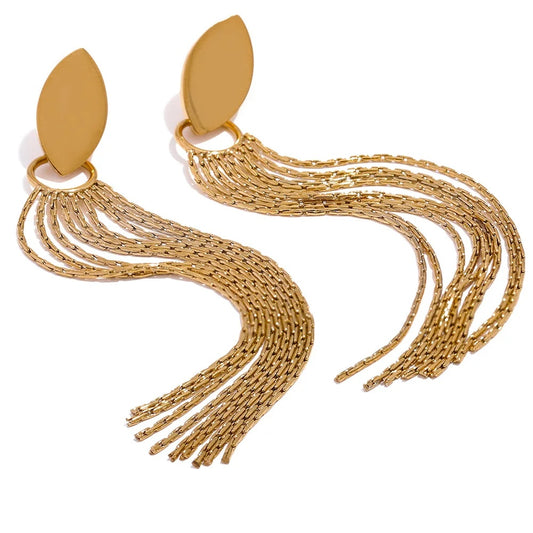 Chic long chain tassel drop earrings women - product image
