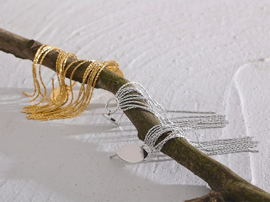 Chic long chain tassel drop earrings women - product image