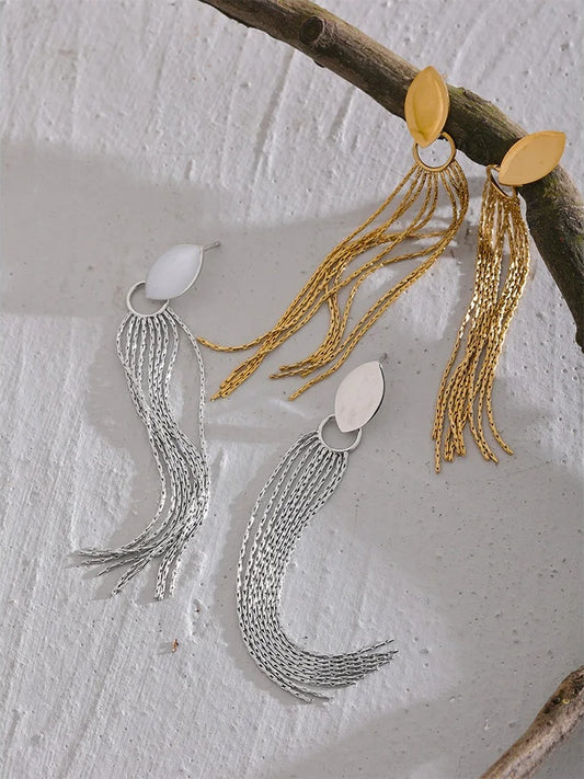 Chic long chain tassel drop earrings women - product image