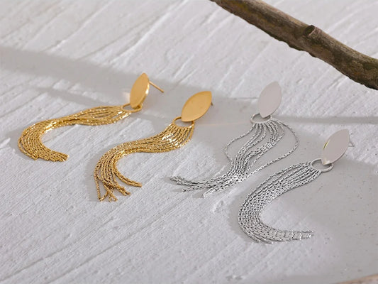 Chic long chain tassel drop earrings women - product image