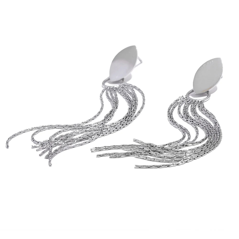 Chic long chain tassel drop earrings women - product image