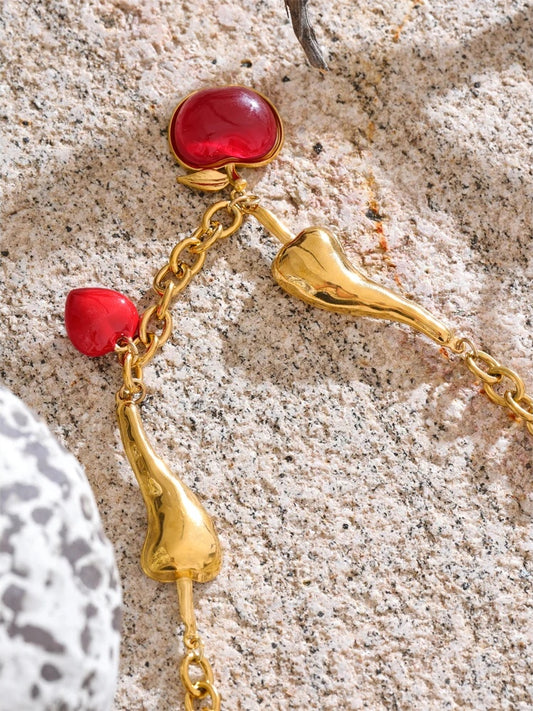 Chilli chain red enamel heart pendant necklace - product image