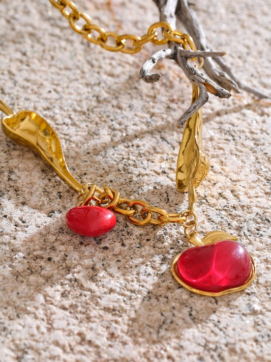 Chilli chain red enamel heart pendant necklace - product image