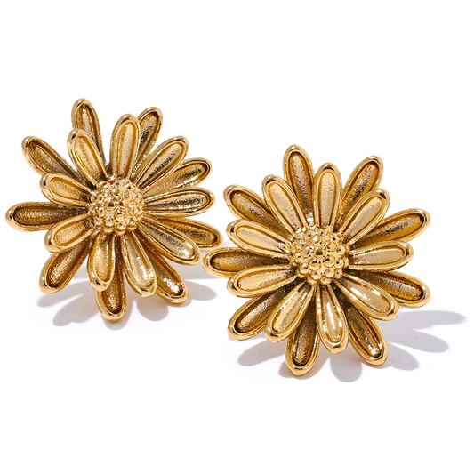 Chrysanthemum flower stud earrings - product image