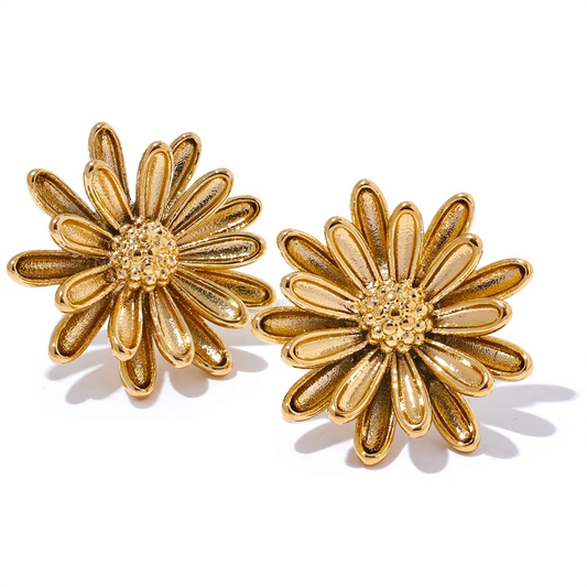 Chrysanthemum flower stud earrings - product image