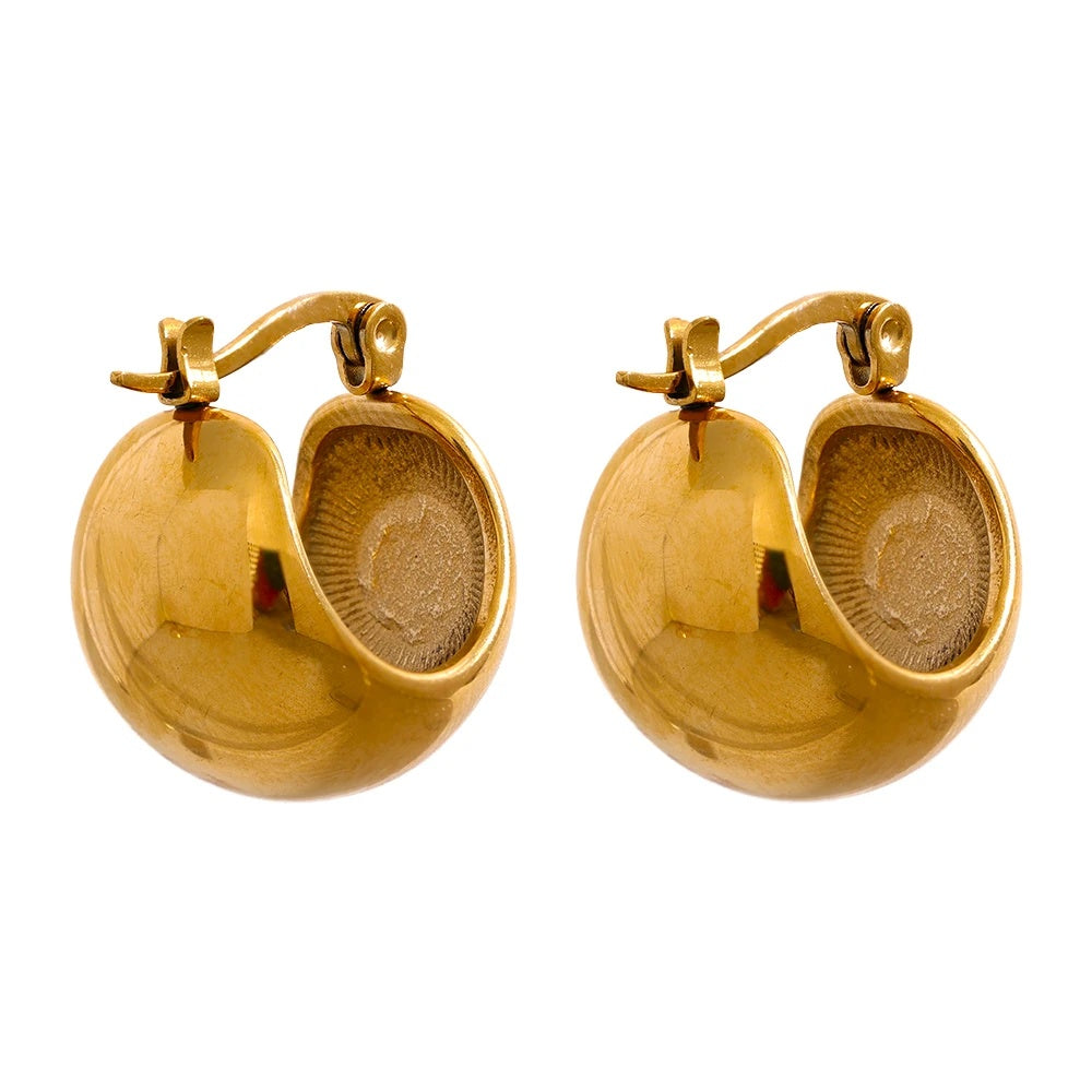 Chunky abstract hoop earrings stainless steel - product image
