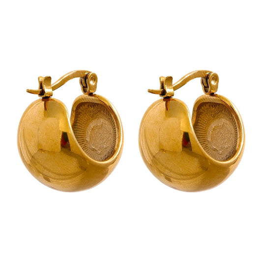 Chunky abstract hoop earrings stainless steel - product image