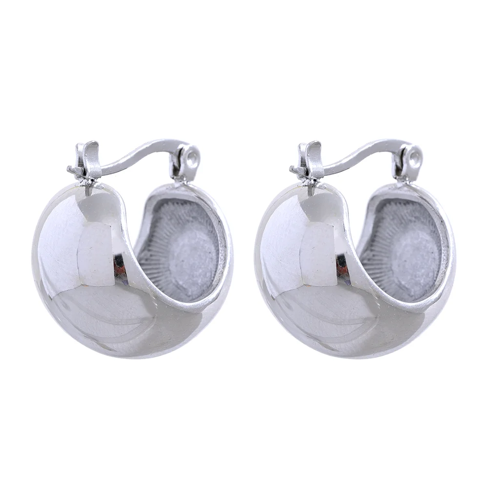 Chunky abstract hoop earrings stainless steel - product image