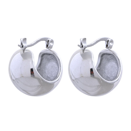 Chunky abstract hoop earrings stainless steel - product image