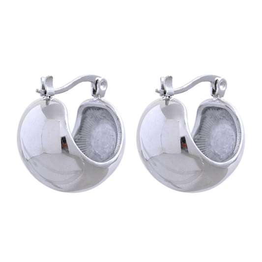 Chunky abstract hoop earrings stainless steel - product image