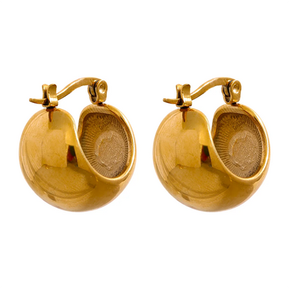 Chunky abstract hoop earrings stainless steel - product image