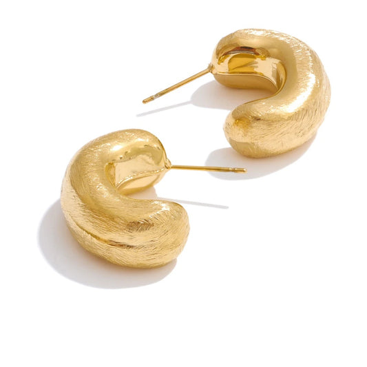 Chunky c shape hoop minimalist daily earrings - product image