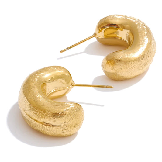 Chunky c shape hoop minimalist daily earrings - product image