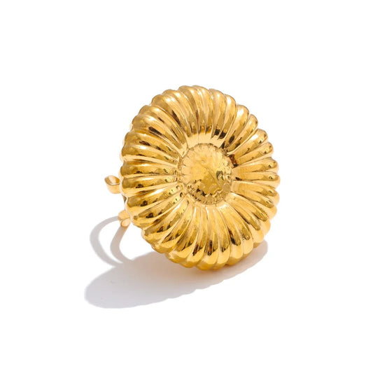 Chunky flower open contemporary adjustable ring - product image