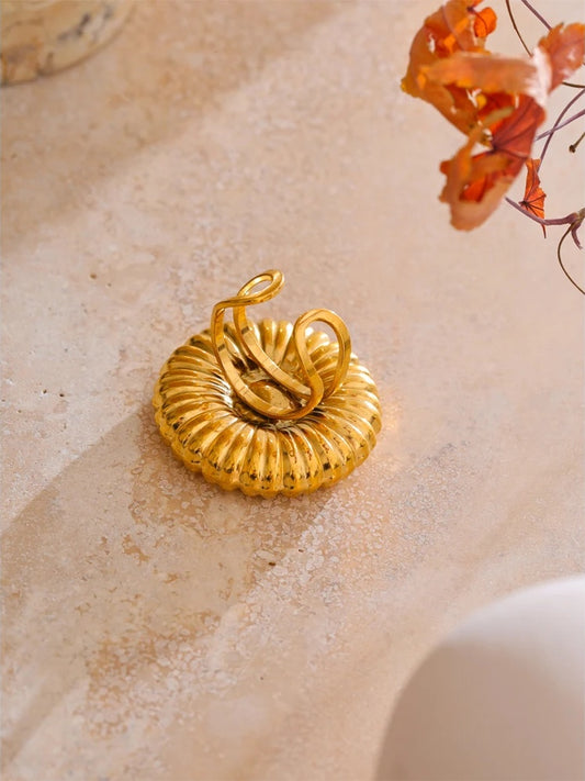 Chunky flower open contemporary adjustable ring - product image
