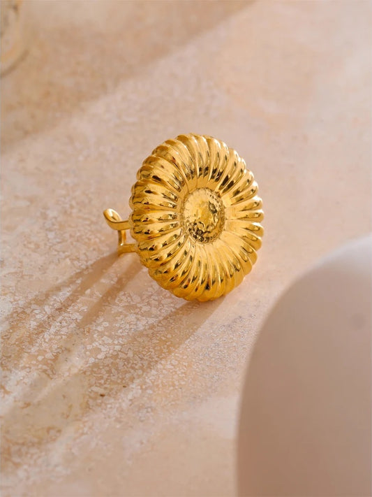 Chunky flower open contemporary adjustable ring - product image