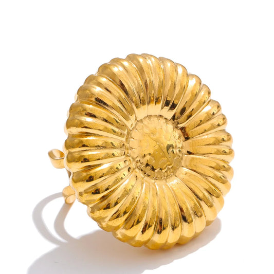 Chunky flower open contemporary adjustable ring - product image