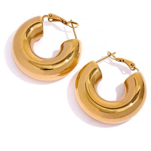 Chunky minimalist contemporary hoop earrings women - product image