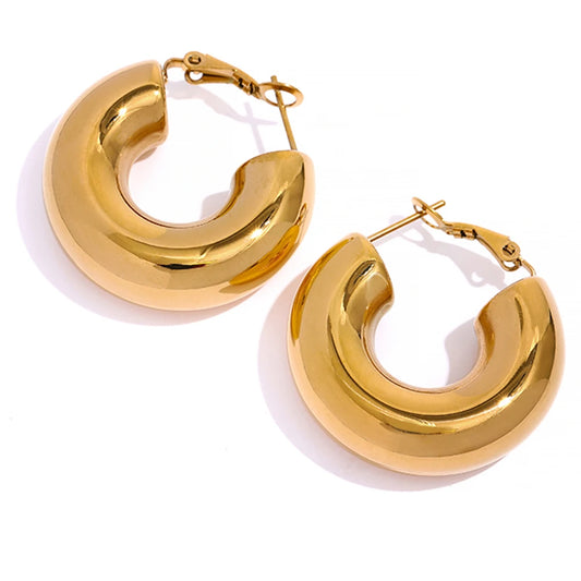 Chunky minimalist contemporary hoop earrings women - product image