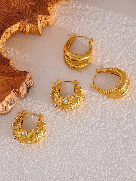 Chunky minimalist thick waterproof hoop earrings - product image