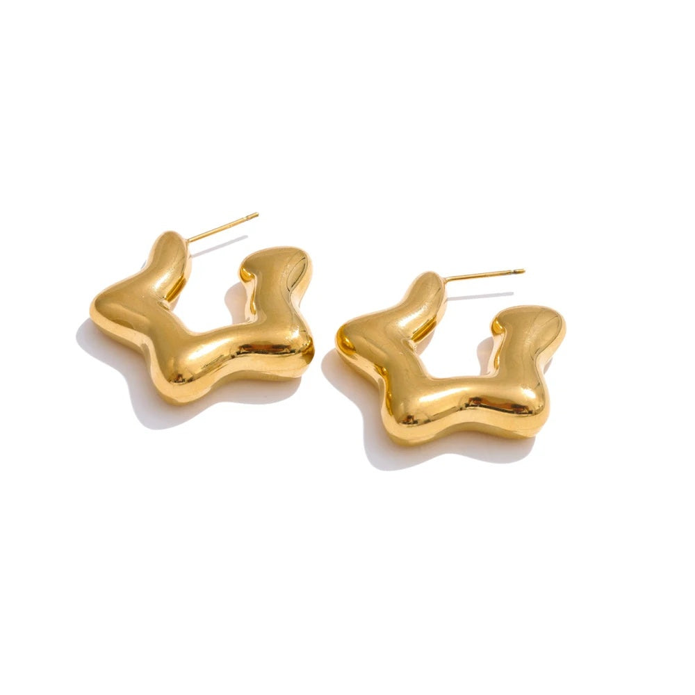 Chunky star abstract hoop earrings - product image