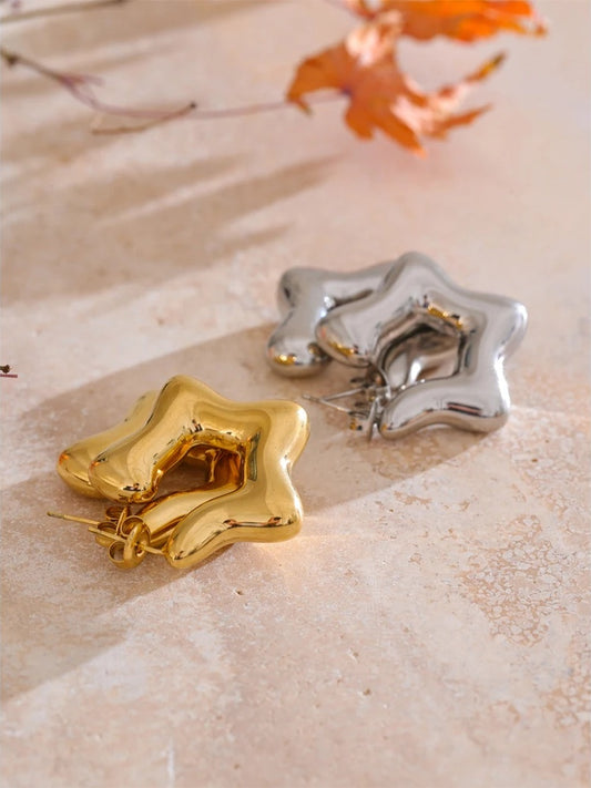 Chunky star abstract hoop earrings - product image
