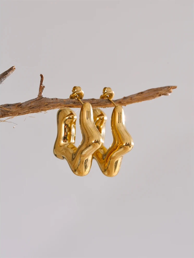 Chunky star abstract hoop earrings - product image