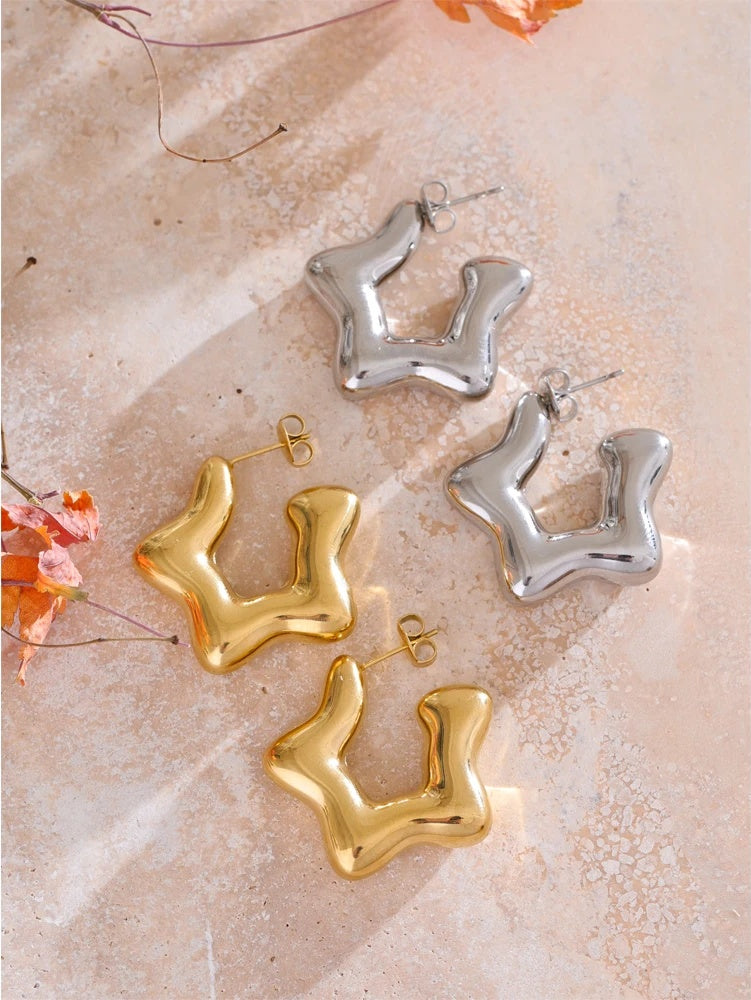 Chunky star abstract hoop earrings - product image