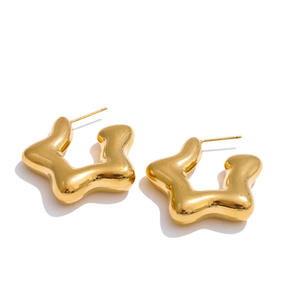 Chunky star abstract hoop earrings - product image