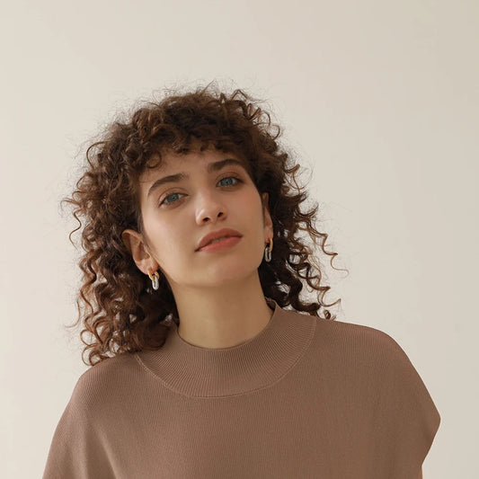 Chunky textured contemporary drop earrings women - product image
