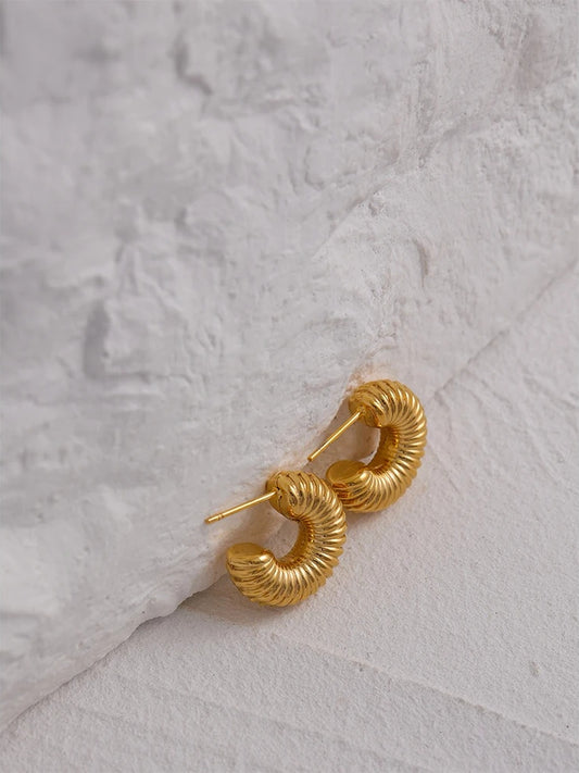 Chunky textured contemporary drop earrings women - product image