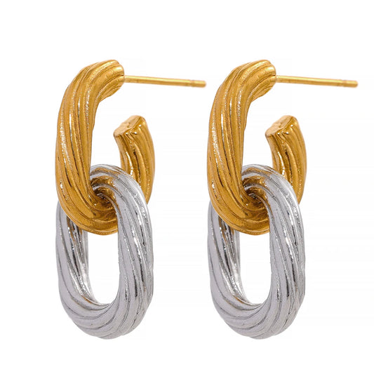 Chunky textured contemporary drop earrings women - product image