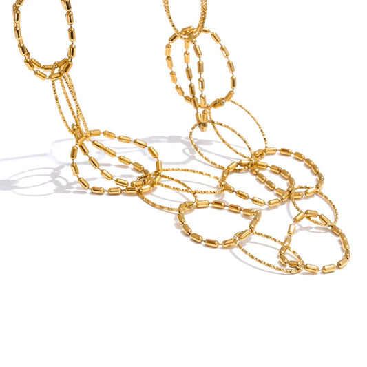 Circle link double layer chain round necklace women - product image