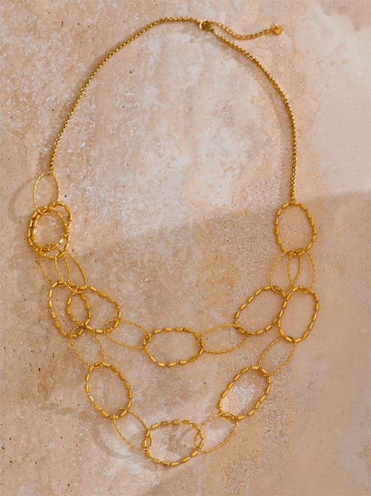 Circle link double layer chain round necklace women - product image