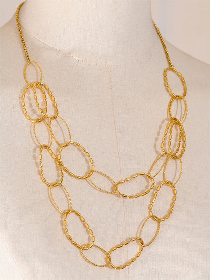 Circle link double layer chain round necklace women - product image