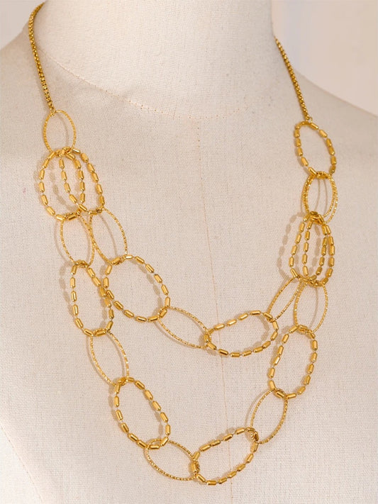 Circle link double layer chain round necklace women - product image