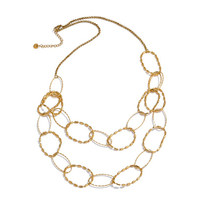 Circle link double layer chain round necklace women - product image
