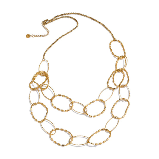 Circle link double layer chain round necklace women - product image