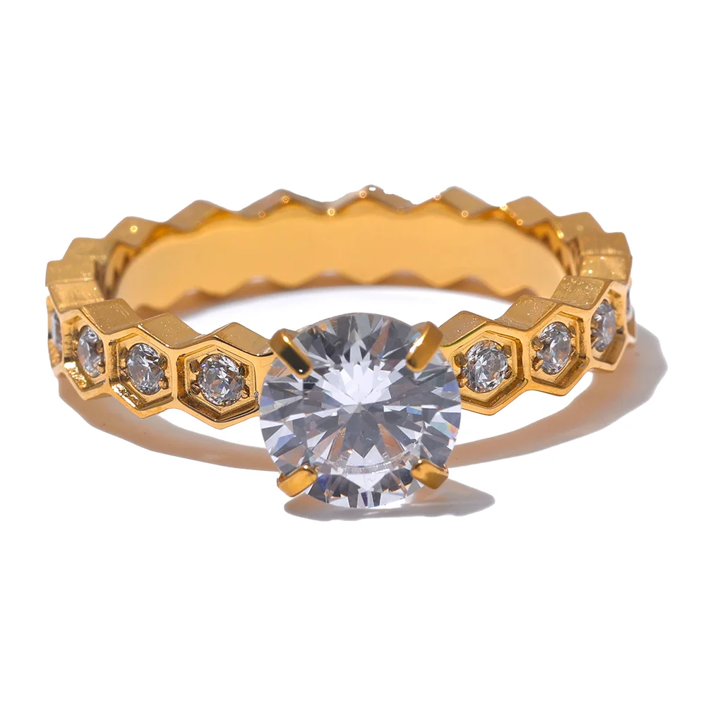 Classic bling cubic zirconia prong ring - product image