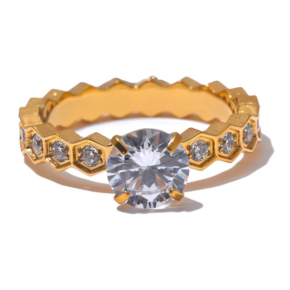 Classic bling cubic zirconia prong ring - product image