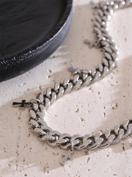 Classic cuban chain cross pendant necklace - product image