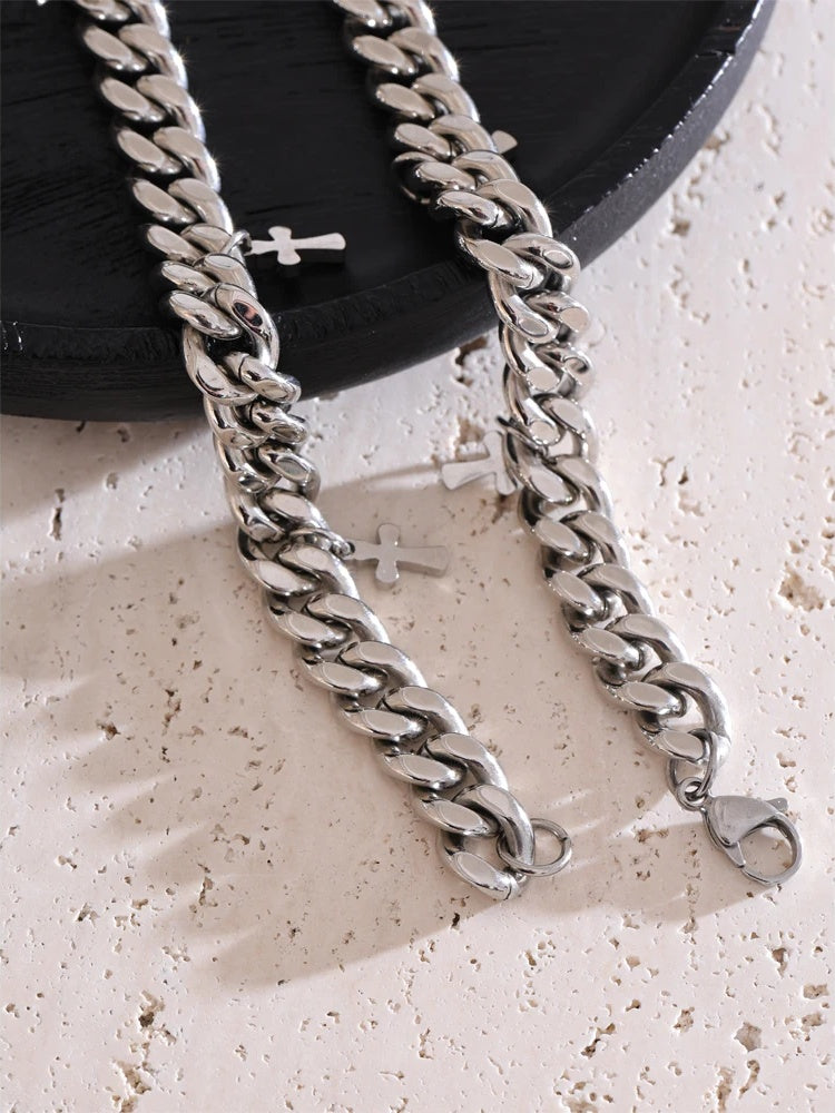 Classic cuban chain cross pendant necklace - product image