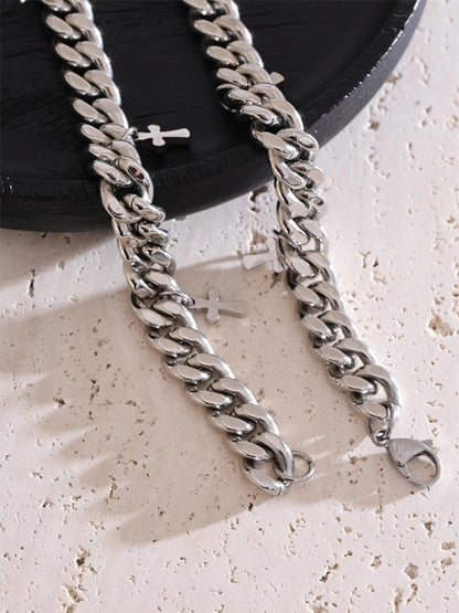 Classic cuban chain cross pendant necklace - product image