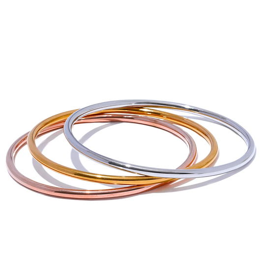 Classic round bangle stainless steel bracelet - product image