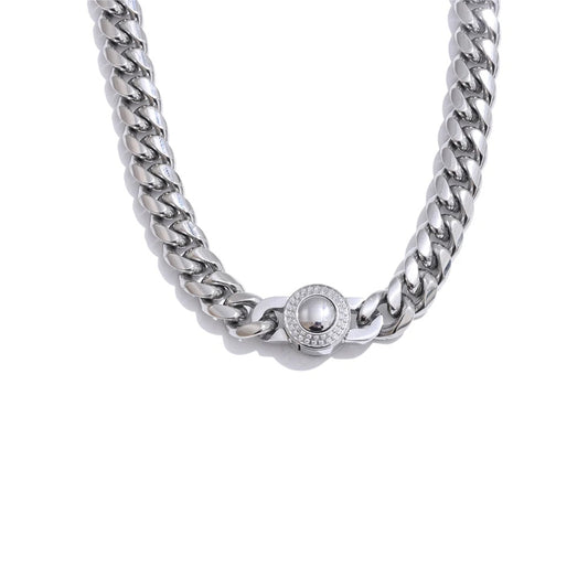 Cnc zirconia polished cuban chain necklace - product image