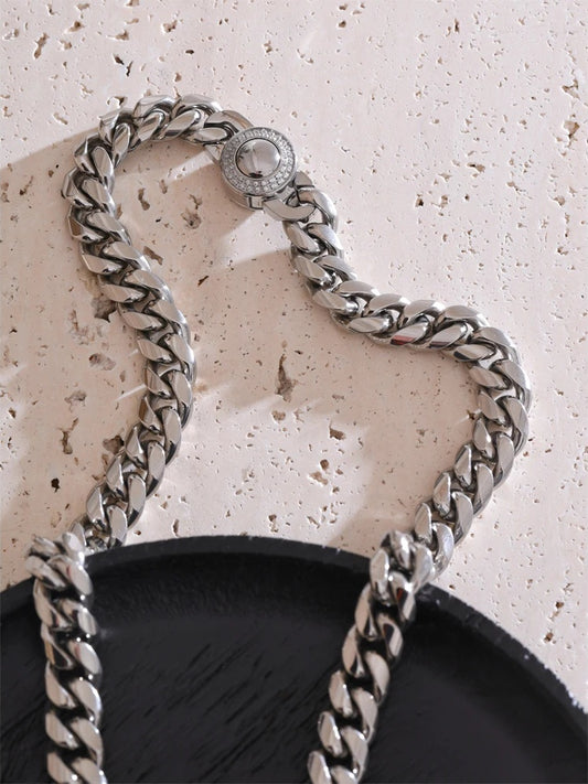 Cnc zirconia polished cuban chain necklace - product image