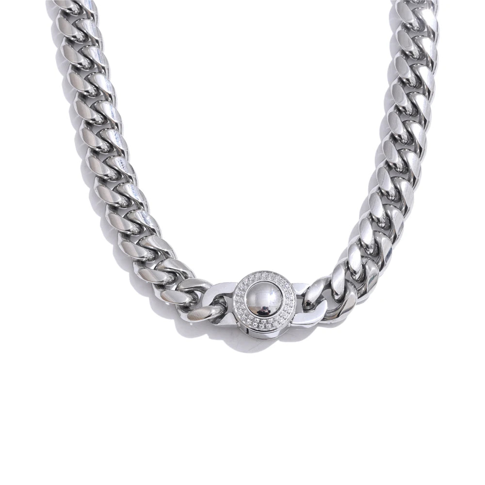 Cnc zirconia polished cuban chain necklace - product image