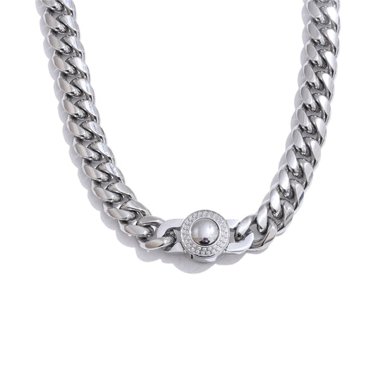 Cnc zirconia polished cuban chain necklace - product image